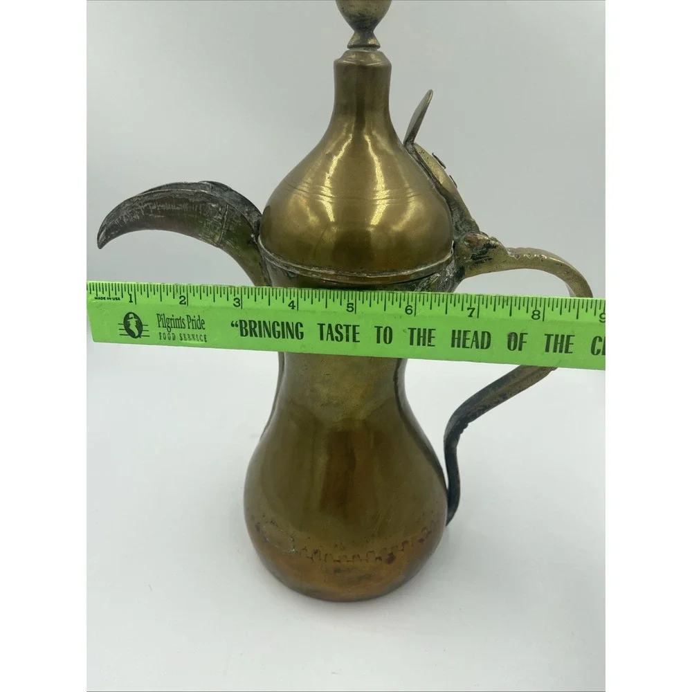 Vintage Brass Arabic Dallah Coffee Pot Middle Eastern Handmade Decor